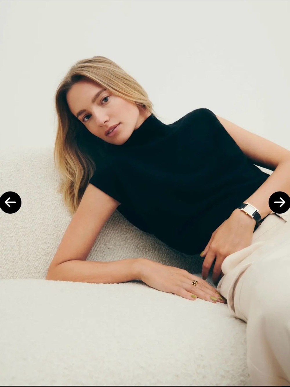 Reformation Arco Cashmere Sleeveless Turtleneck Sweater
